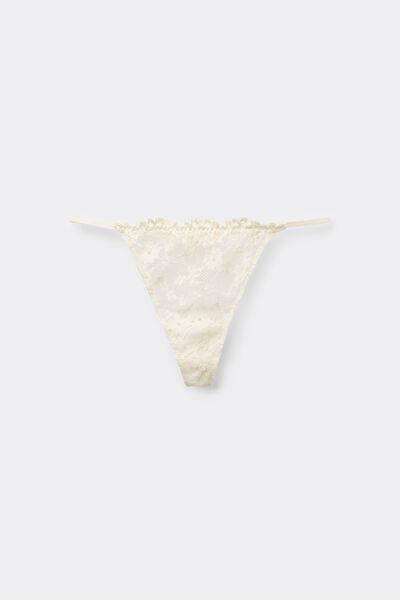 Beige Lace Eternal Cotton Tanga Panel G-String, 5701_729Y, large image number 4