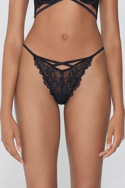 Black Empire Tanga Panel G-String, Black, medium