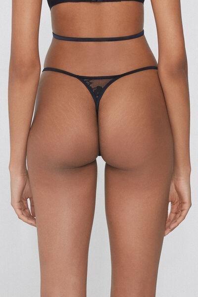 Black Empire Tanga Panel G-String, Black, large image number 2