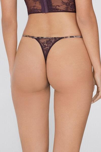 Grey Classy Animal Print Tanga Panel Lace G-String, 5701_983Y, large image number 2