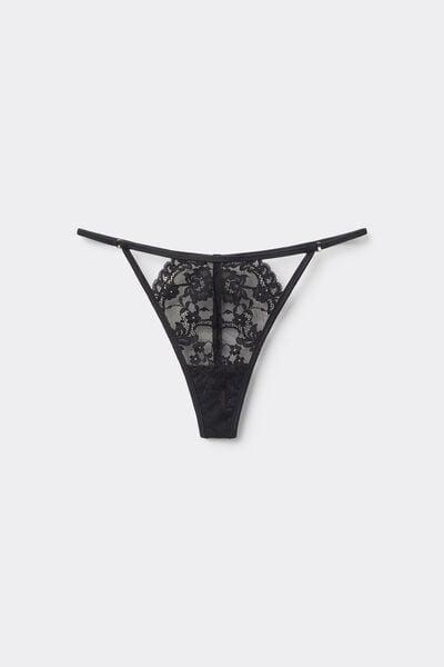 Black Sensual Desire Tanga Panel G-String, Black, large image number 3