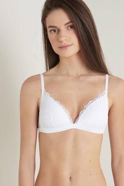 White Padded Triangle Positano Lace Bra, , large image number 0