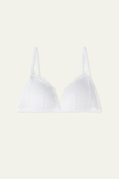White Padded Triangle Positano Lace Bra, , large image number 4