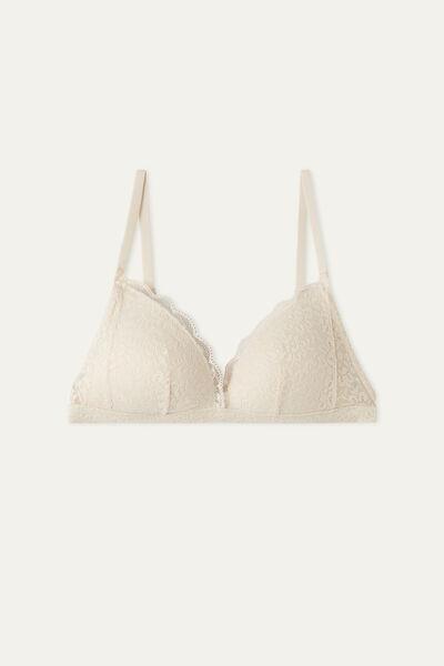 Cream Padded Triangle Positano Lace Bra, , large image number 4