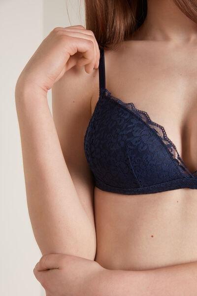 Blue Padded Triangle Positano Lace Bra, , large image number 3