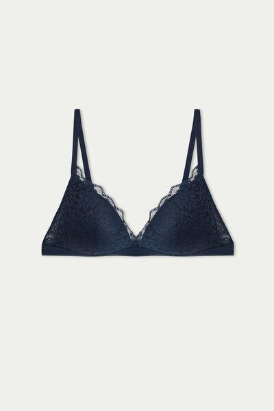 Blue Padded Triangle Positano Lace Bra, , large image number 4