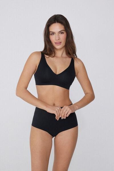 Black Laser Cut Triangle Bra, Black, large image number 0