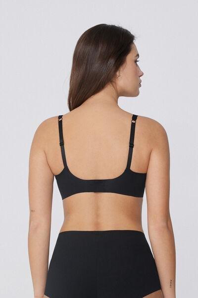 Black Laser Cut Triangle Bra, Black, large image number 1