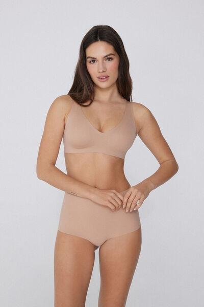 Beige Laser Cut Triangle Bra, , large image number 0