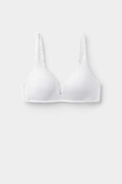 White Lightly Padded Triangle Bra, White, large image number 4