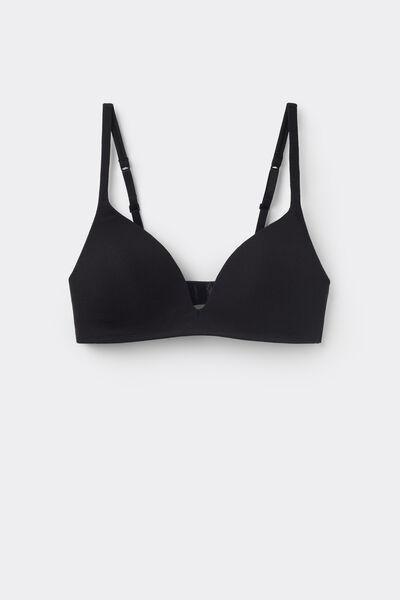 Black Lightly Padded Triangle Bra, Black, large image number 4