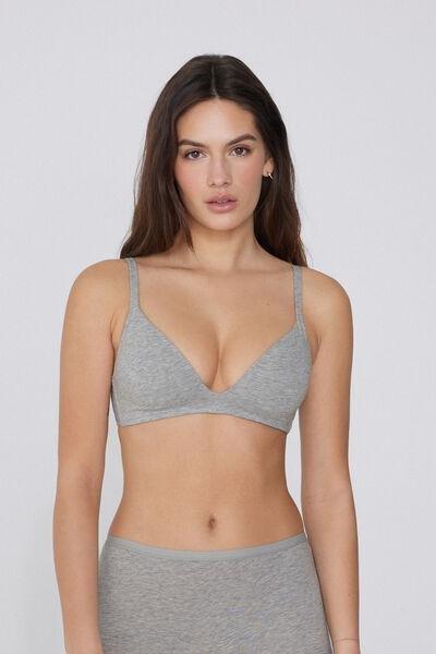 Grey Lightly Padded Triangle Bra, , large image number 0