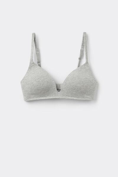 Grey Lightly Padded Triangle Bra, , large image number 4