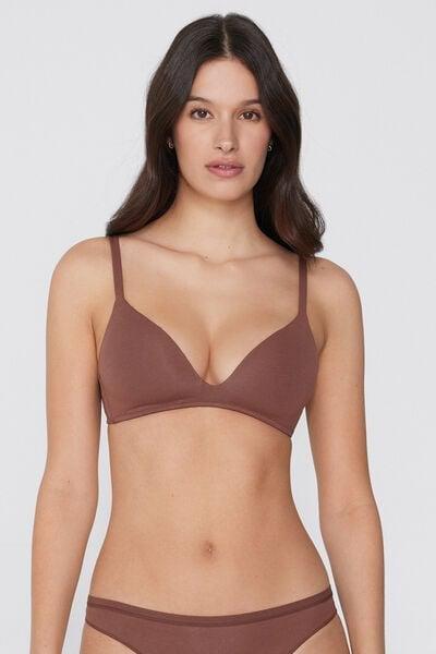 Beige London Lightly Padded Triangle Cotton Bra, 5701_304Y, large image number 1