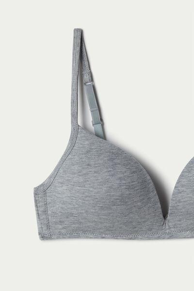 Grey Non-Wired Triangle Bra, Light Grey Blend, large image number 7