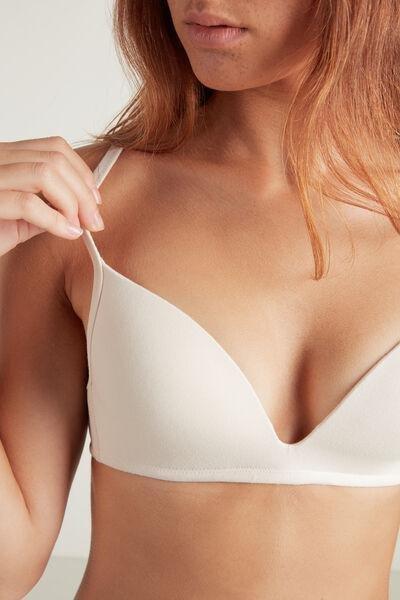 Cream Non-Wired Triangle Bra, , large image number 1
