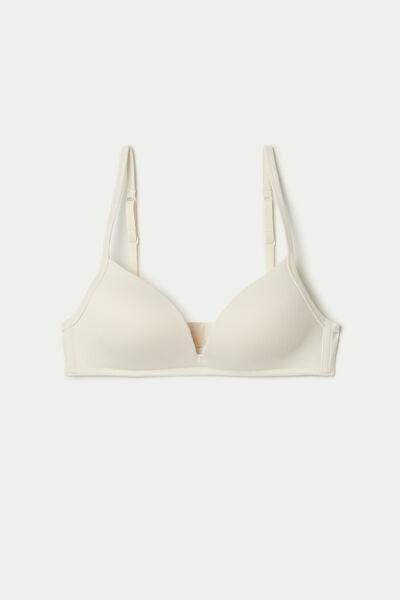 Cream Non-Wired Triangle Bra, , large image number 4