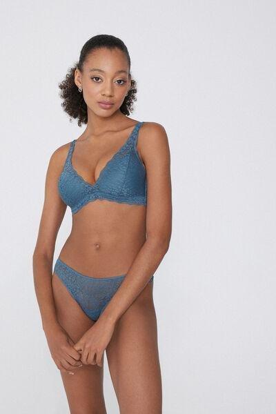 Blue V-Neck Triangle Bra, 5701_066Y, large image number 0