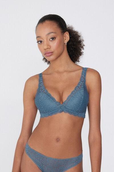 Blue V-Neck Triangle Bra, 5701_066Y, large image number 1