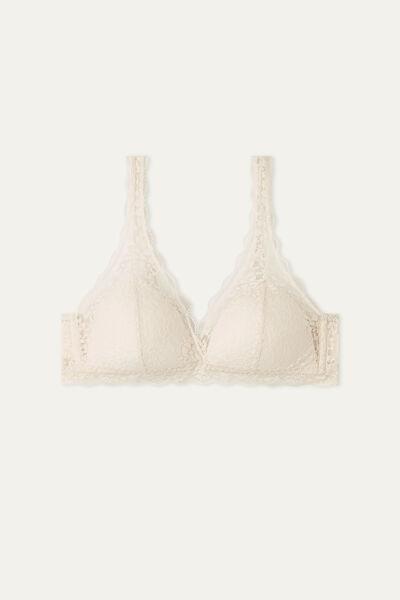 Ivory Cream Havana Recycled Lace Triangle Bra, Women, , large image number 6