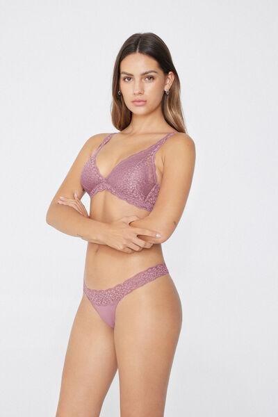 Purple Havana Recycled Lace Triangle Bra, 5701_874W, large image number 0