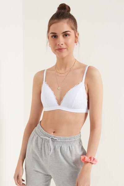 White Istanbul Recycled Lace Triangle Bra, White, large image number 0