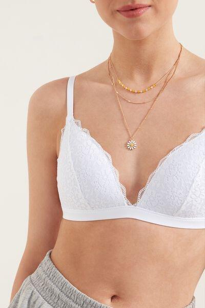White Istanbul Recycled Lace Triangle Bra, White, large image number 3