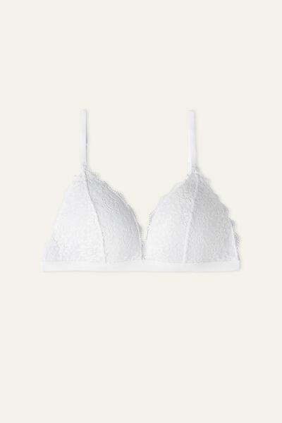 White Istanbul Recycled Lace Triangle Bra, White, large image number 4