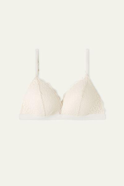 Cream Istanbul Recycled Lace Triangle Bra, Ivory Cream, large image number 4