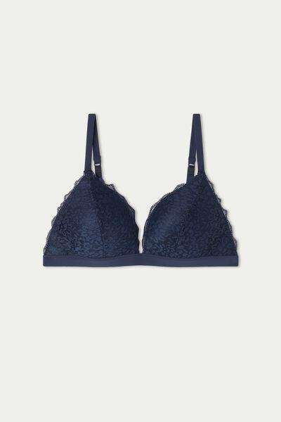 Blue Istanbul Recycled Lace Triangle Bra, Absolute Blue, large image number 4
