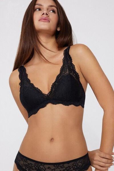 Black Havana Recycled Lace Triangle Bra, Black, large image number 3