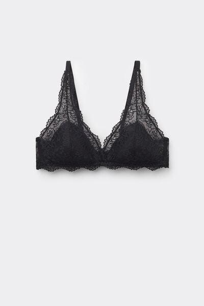 Black Havana Recycled Lace Triangle Bra, Black, large image number 4