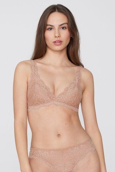 Beige Havana Recycled Lace Triangle Bra, Natural Blush, large image number 1