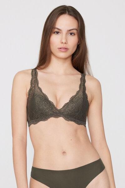Khaki Havana Recycled Lace Triangle Bra, 5701_226Z, large image number 1
