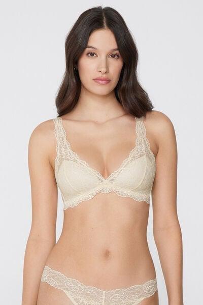 Cream Havana Recycled Lace Triangle Bra, Ivory Cream, large image number 1