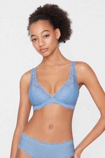 Blue Havana Recycled Lace Triangle Bra, 5701_393Z, large image number 1