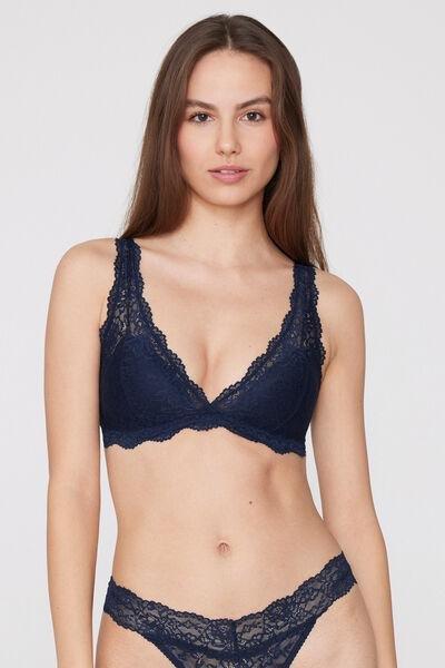 Navy Havana Recycled Lace Triangle Bra, Absolute Blue, large image number 1