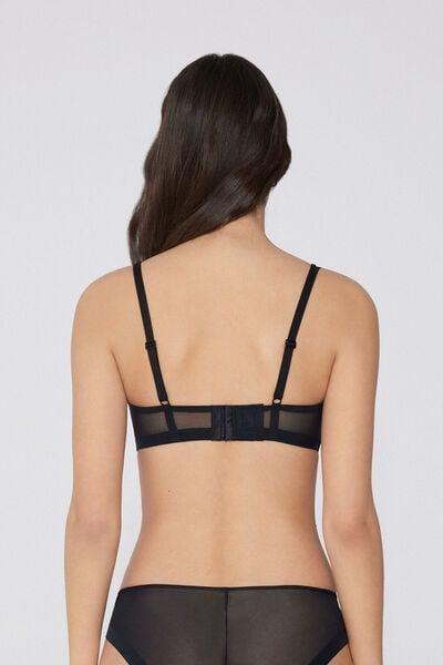 Black Lightly Padded Triangle Bra, Black, large image number 2