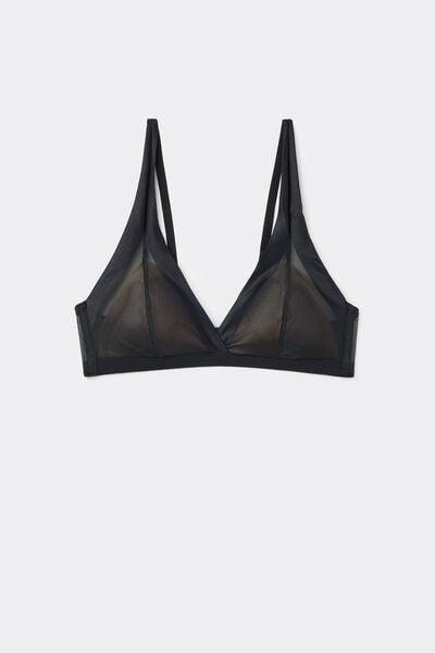 Black Lightly Padded Triangle Bra, Black, large image number 4