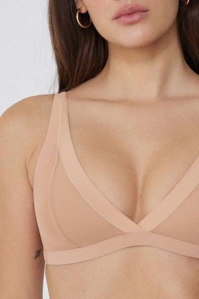 Beige Lightly Padded Triangle Bra, Natural Blush, large image number 3
