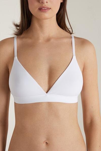 White Unpadded Triangle Bra, , large image number 0