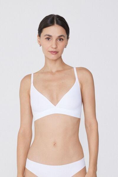 White Unpadded Triangle Bra, White, large image number 1