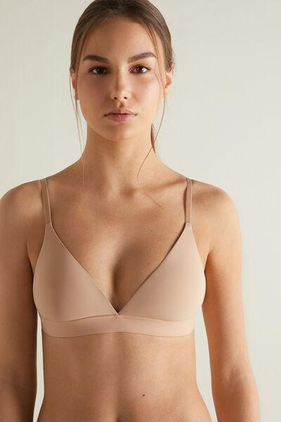 Beige Unpadded Triangle Bra, , large image number 0
