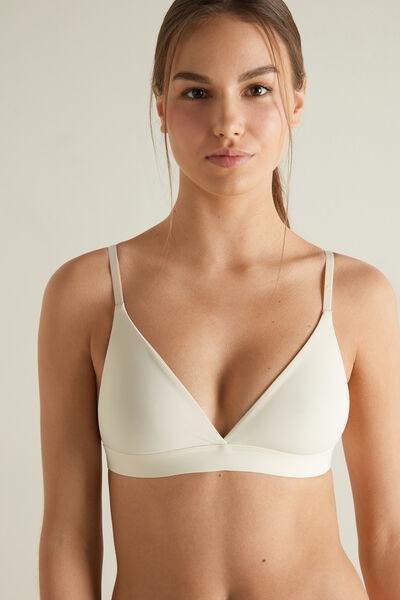 Cream Unpadded Triangle Bra, , large image number 0