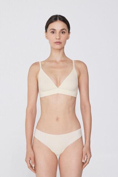Cream Unpadded Triangle Bra, Ivory Cream, large image number 2