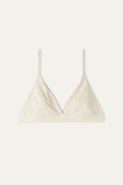 Cream Unpadded Triangle Bra, , large image number 4