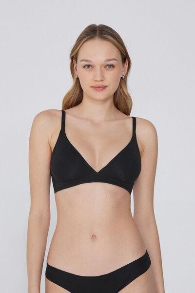 Black Non-Padded Triangle Bra, , large image number 0