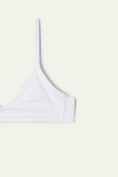 White Lisbon Non-Wired Cotton Triangle Bra, White, large image number 2