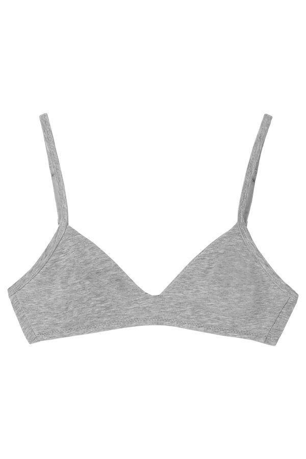 Grey Lisbon Non-Wired Cotton Triangle Bra, , large image number 4