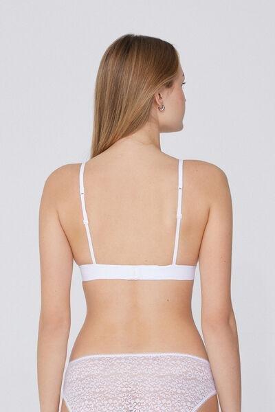 White Lisbon Recycled Lace Triangle Bra, White, large image number 2